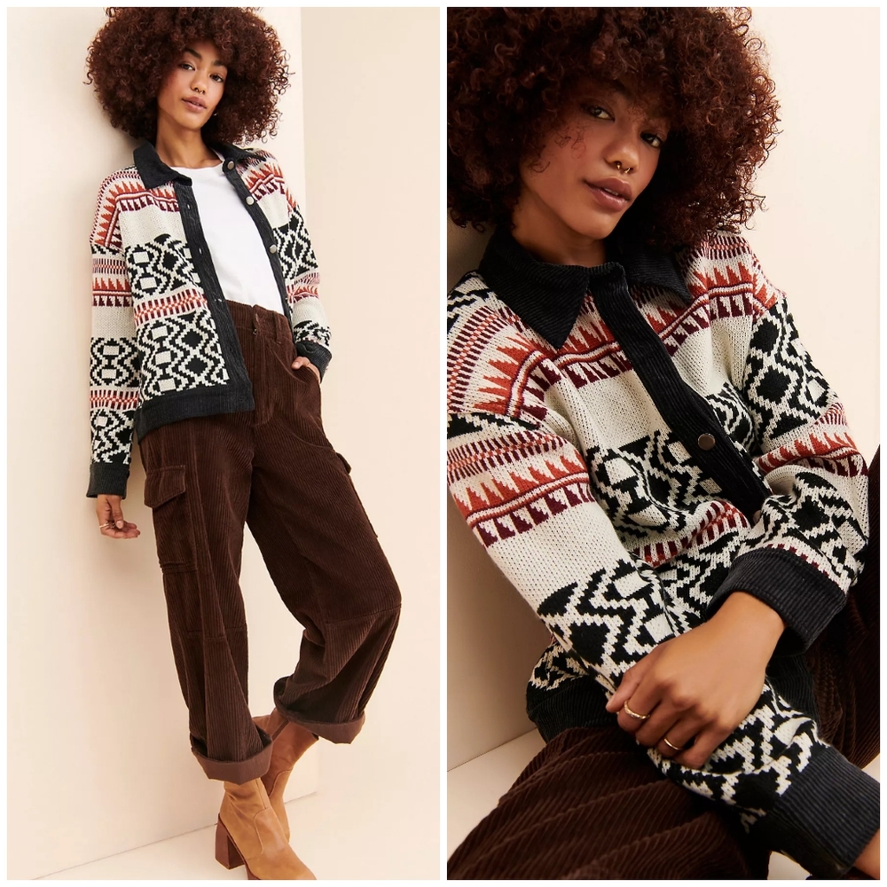 FATE Anthropologie Geometric Knit Jacket - Picture 2 of 9